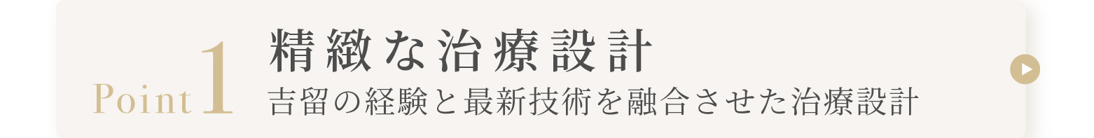 Point1 精緻な治療設計 吉留の経験と最新技術を融合させた治療設計